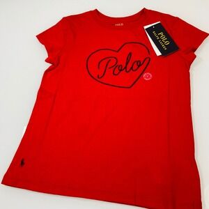 Polo Ralph Lauren Kids Size 6 Red Heart Graphic T-Shirt NEW Short Sleeve Cotton